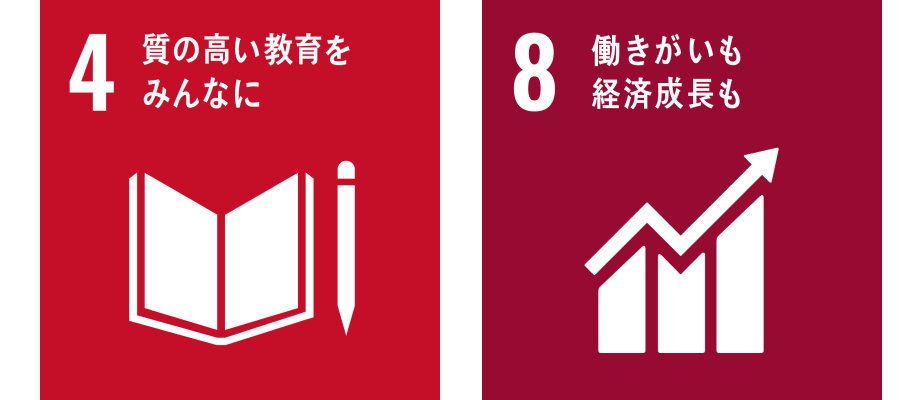SDGs目標4と目標8のアイコン